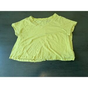 yellow cropped CYNTHIA ROWLEY shirt plus size 1X